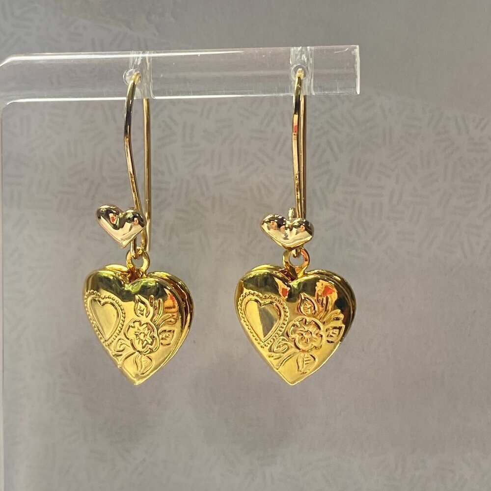 Openable Heart Locket on Heart Hook Earrings